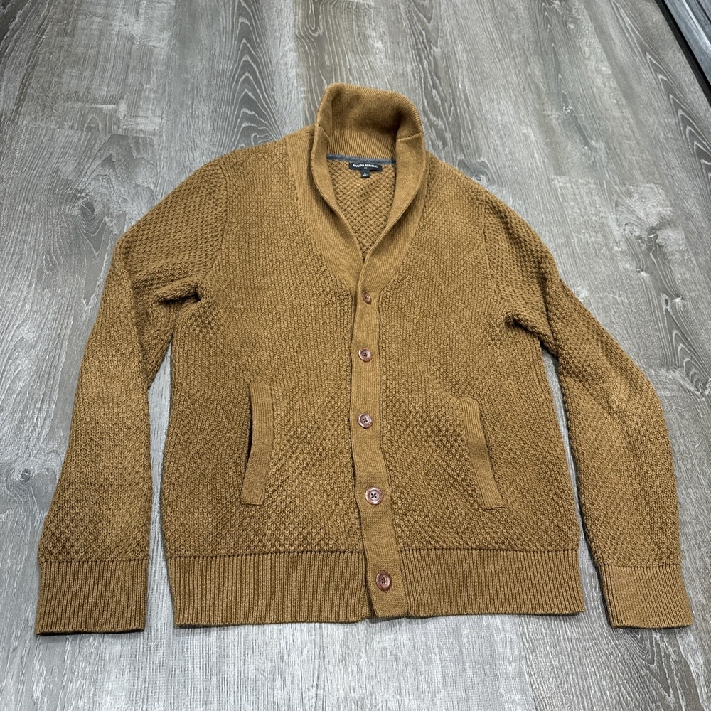 Banana Republic Sweater Mens XL Brown Shawl Collar Cardigan Chunky Knit Heavy
